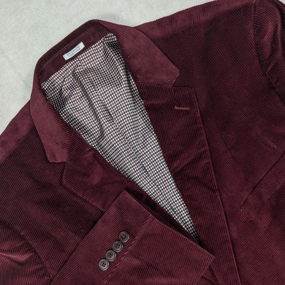 Saddlebred Mens 50R Heritage Corduroy Blazer Sport Coat Burgundy Wine Red Cotton